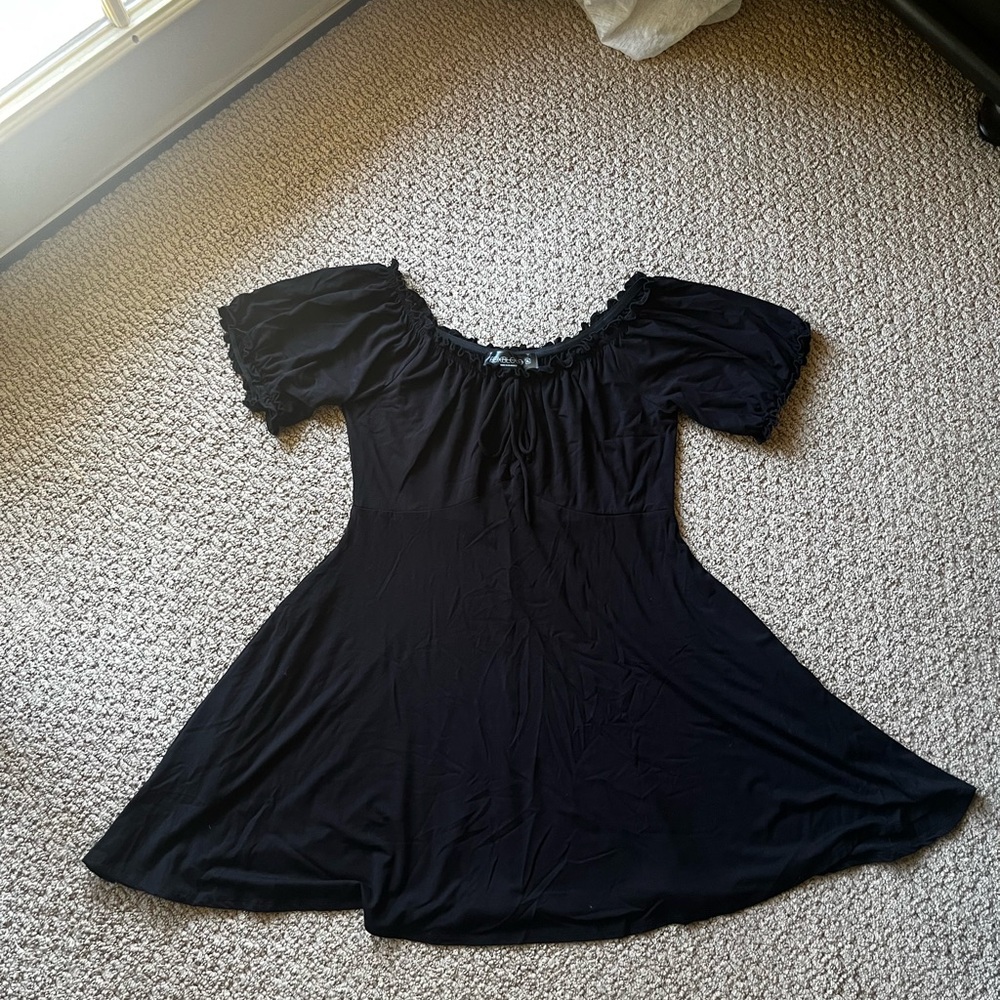 Foxblood Black Gretel Dress Off The Shoulder with Puff Sleeves size XL - Picture 4 of 5
